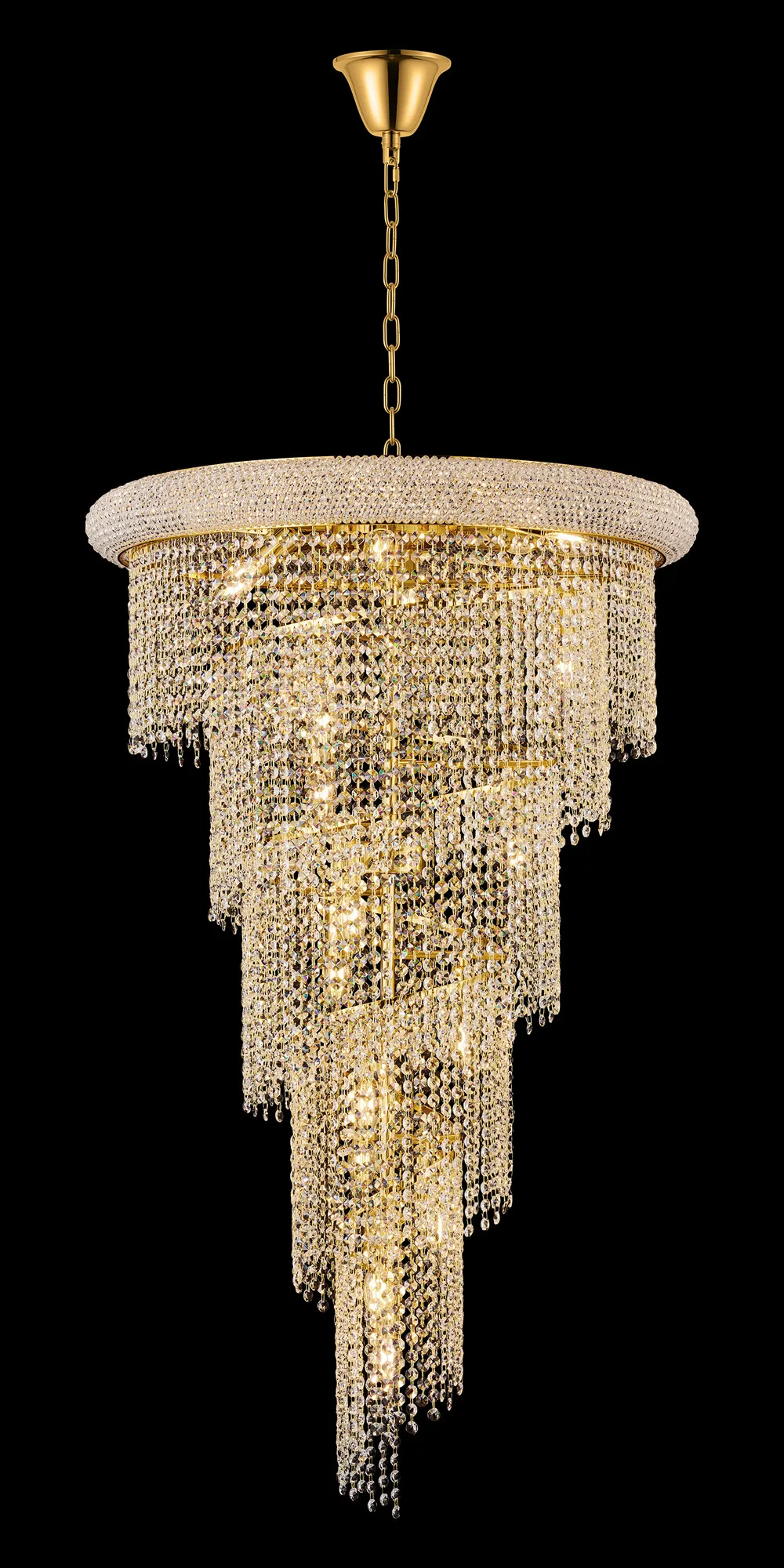 IL32963GO  Alexandra 70cm Pendant Spiral 20 Light E14 Gold/Crystal